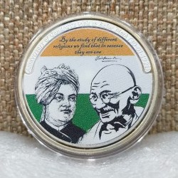 Mahatma Gandhi -Anniversary Of ST Visit To BelurnMath On 1921 Silver Plated Medallion With Box And Certificate