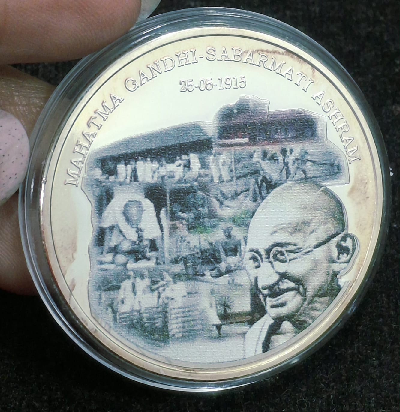 Mahatma Gandhi - establishment of sabarmati ashram 5th may (1915-2015) silver plated medallion with box & certificate