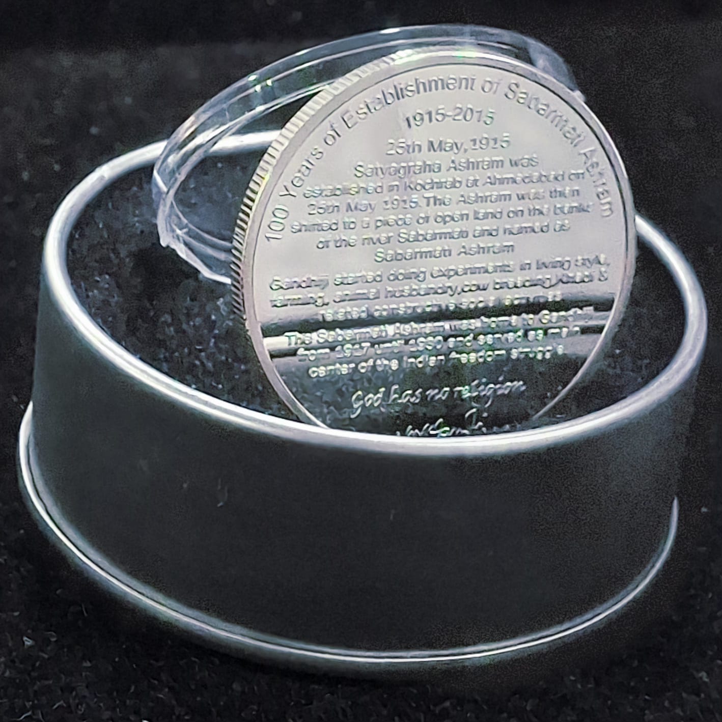 Mahatma Gandhi - establishment of sabarmati ashram 5th may (1915-2015) silver plated medallion with box & certificate