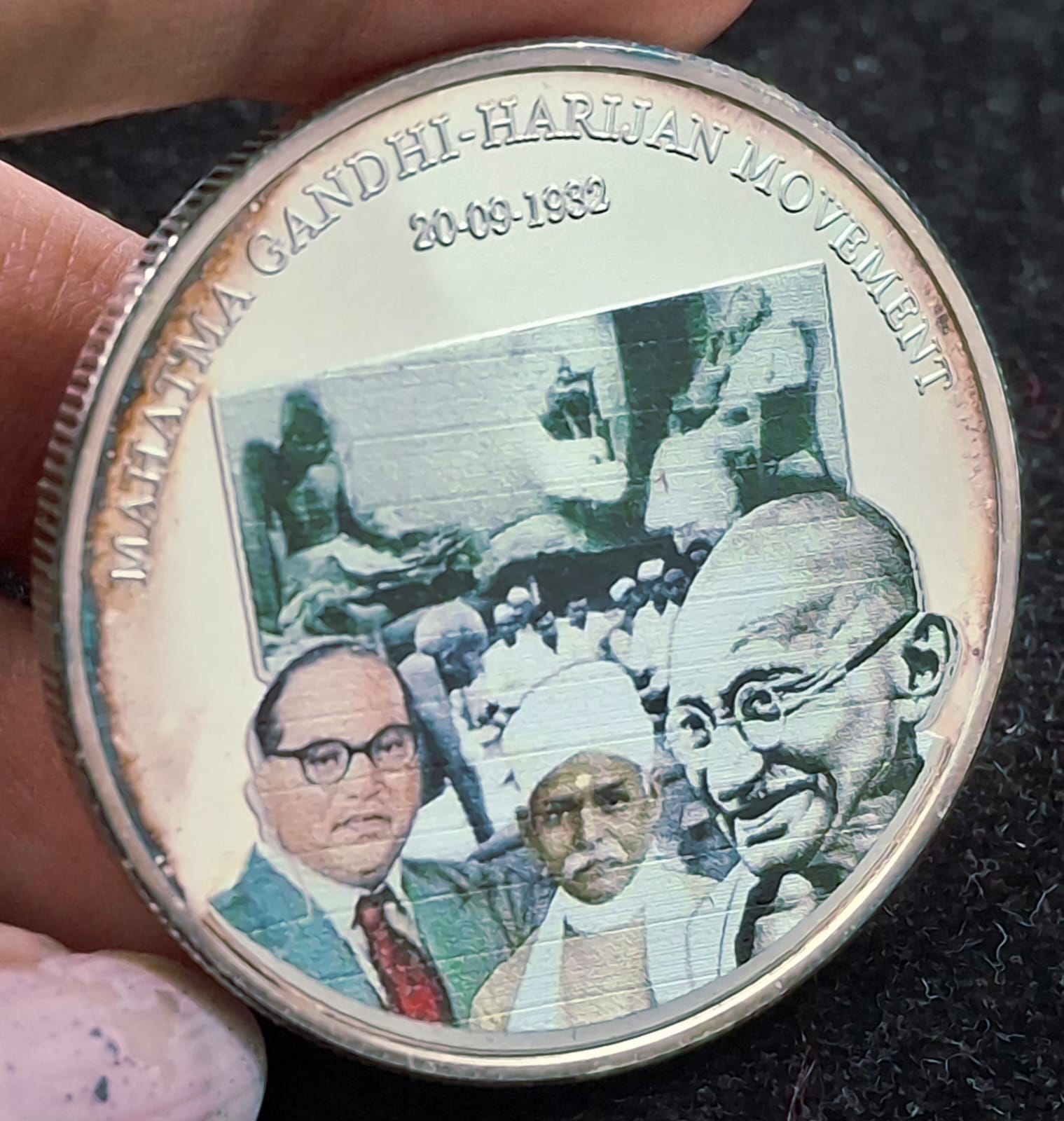 Mahatma Gandhi - Anniversary of Harijan Movement (1932 - 2015) Silver Plated Medallion With Box & Certificate