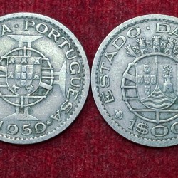 1959 India Portuguesa 1 Estado Republica Rare 1 Coin #D-87