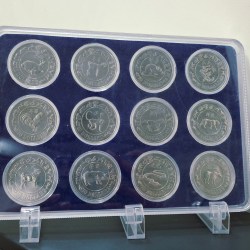 Singapore 12 Different Zodiac Commemorative UNC 10 Dollar Coins Set with BOX and Stand