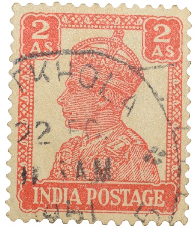 Postal Stamp of George VI 2 Annas Red Colour - Used Condition as per image.