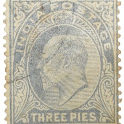 Postal Stamp of Edward VII 3 Pies Grey Colour - Used Condition as per image.