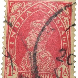 Postal Stamp of George VI 1 Anna Red Colour - Used Condition as per image.