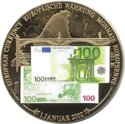Germany Medal 2002 - European Currency 100 Euro Rare Coloured Beautiful UNC Medal # I-274