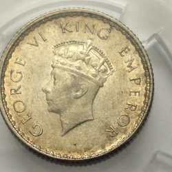 British India George VI 1/4 Rupee 1939 Silver Coin UNC