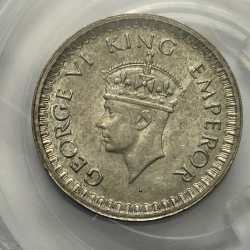 British India George VI Half 1943 Mumbai Mint Silver Coin