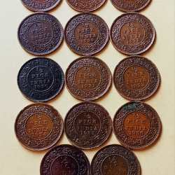 Half Pice Copper Coin 14 Different Year Collection