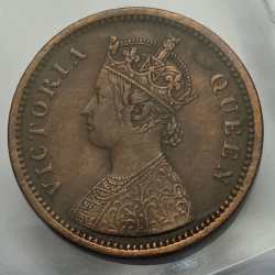 British India Victoria 1/2 Pice 1862 Copper Coin High Grade