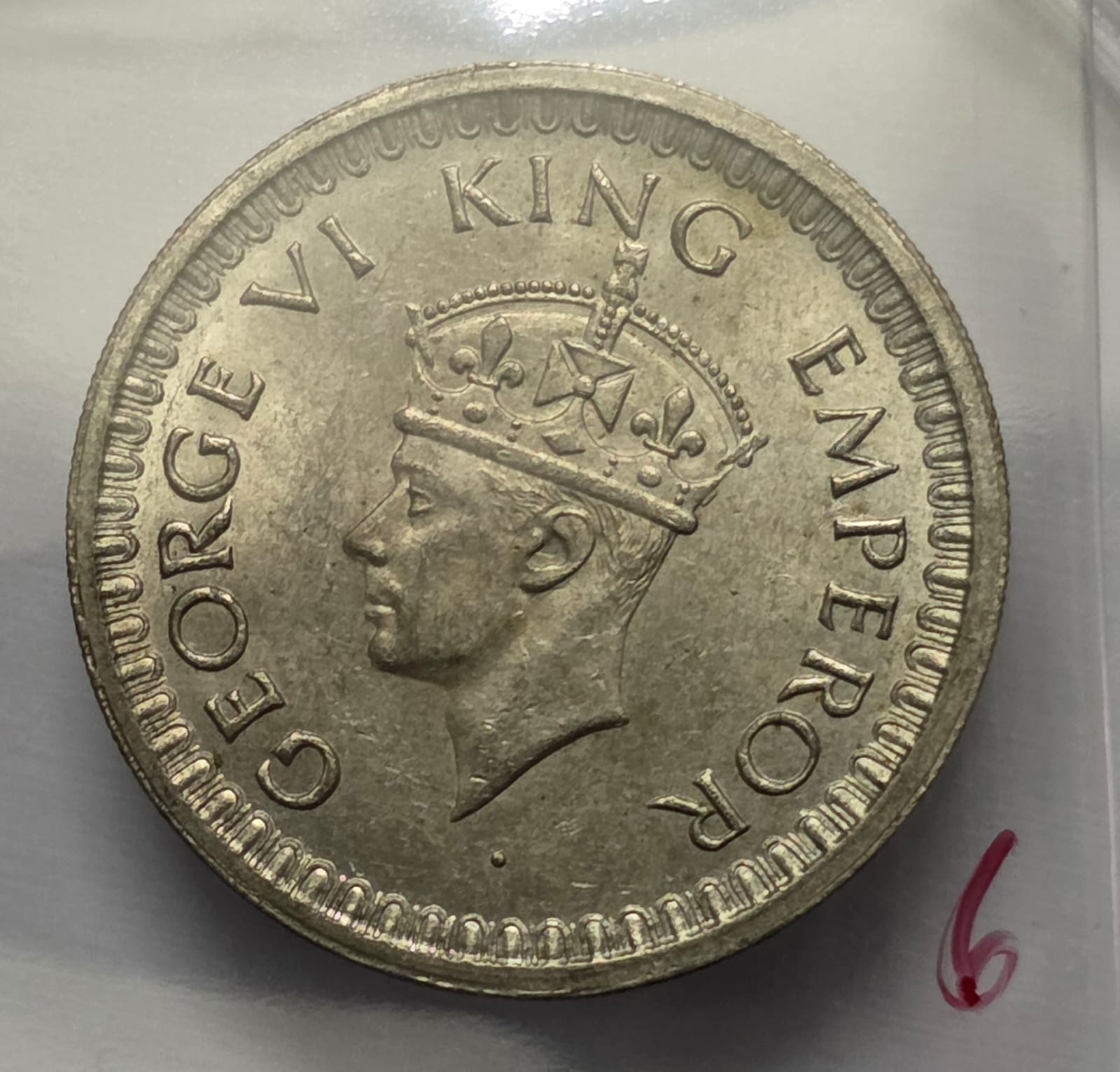 British India George VI Half Rupee 1942 Mumbai Mint Silver Coin High Grade