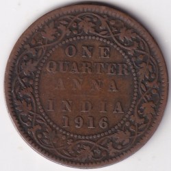 Ex rare 1/4 Anna 1916 British India King George V Coin #1