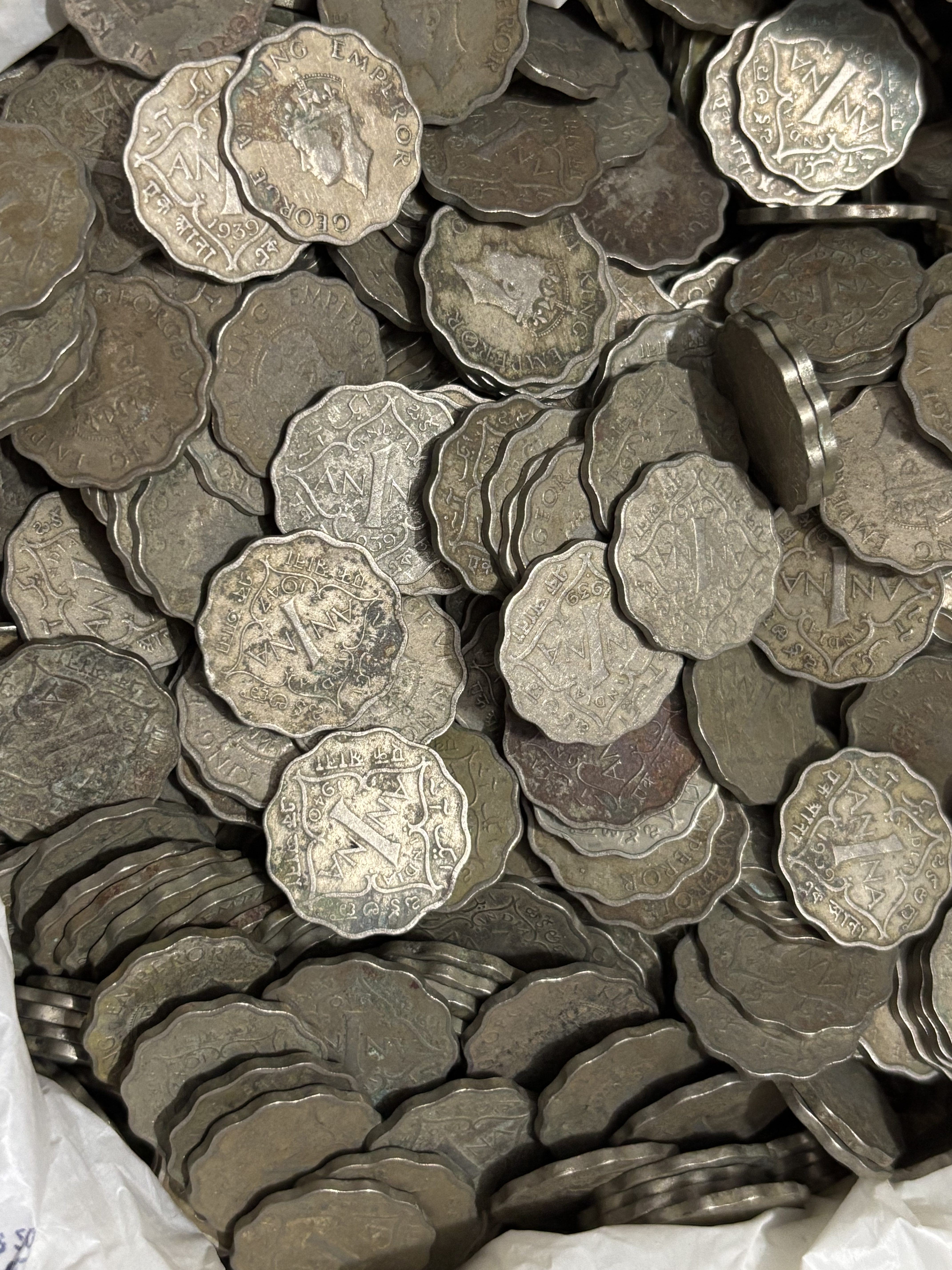 King George VI Copper Nickel One Anna 100 Coins Lot