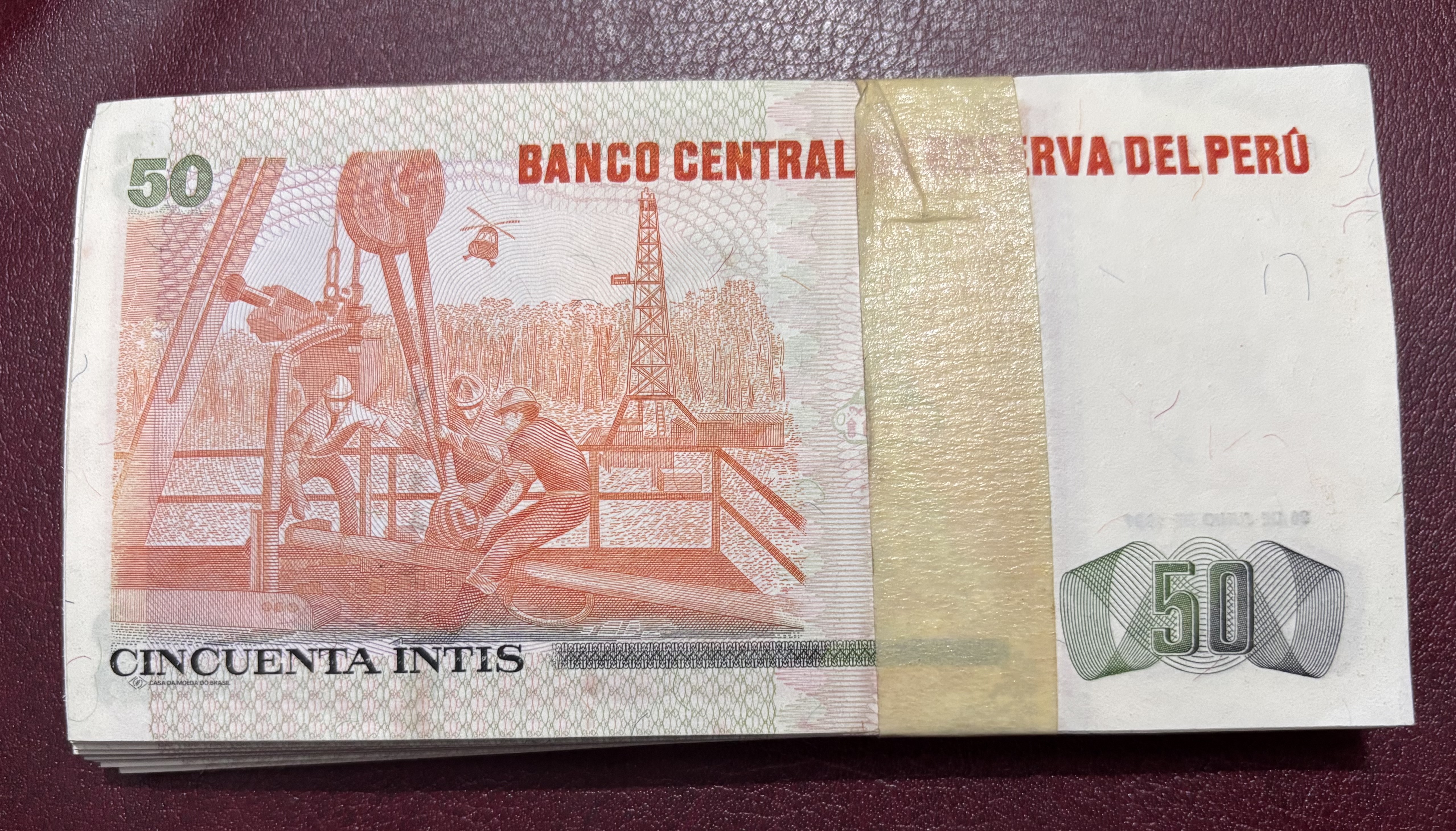 Peru 50 Soles Serial 100 Notes Bundle