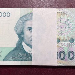 Croatia 100000 Dinara 1993 Serial Wise 100 Notes Bundle Rare