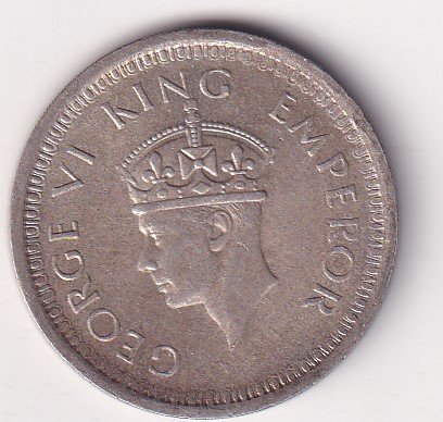 British-India 1 Rupee 1944 - George VI Rare Lahore Mint Silver Coin #V-179