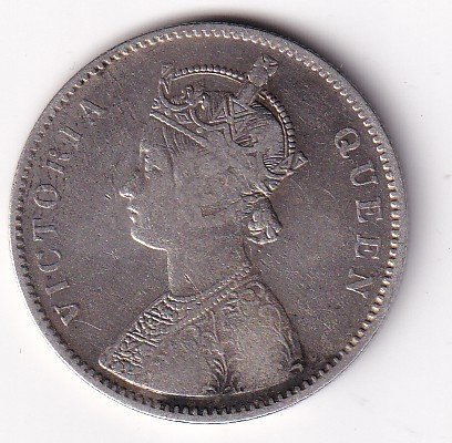 British India 1 Rupee 1862 Victoria (4 dot) Silver Coin #141