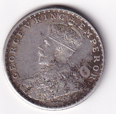 British India 1 Rupee 1918 George V Silver Coin #V-145