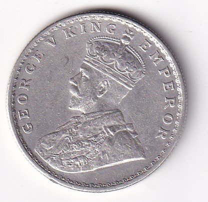 British India 1 Rupee 1918 George V Silver Coin #V-164
