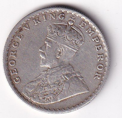 British India 1 Rupee 1916 George V Silver Coin #V-163