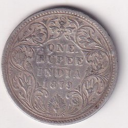 British-India 1 Rupee 1879 - Victoria Rare Silver Coin #V-218