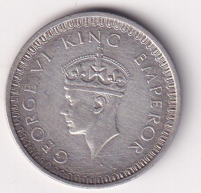 India - British 1 Rupee  1942 - George VI RARE SILVER COIN #V-391