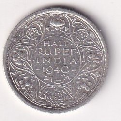 India - British  ½ Rupee 1940 - George VI Rare Silver Coin #V-425