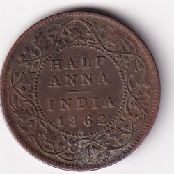 British India Half Anna 1862 Victoria Big Size Coin #I-112