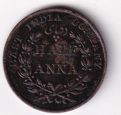 1835 Half Anna East India Company Big Size Coin #I-117