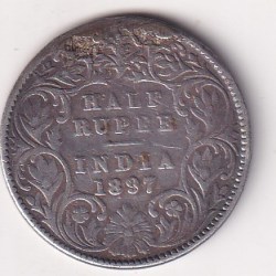 1897 Victoria Half Rupees Britsh-India HOOK Removed Coin Rare Silver # 1018