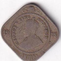 British India Two Anna 1918 Rare Coin #I-150