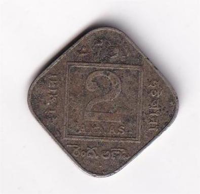 British India Two Anna 1936 Rare Coin #I-151