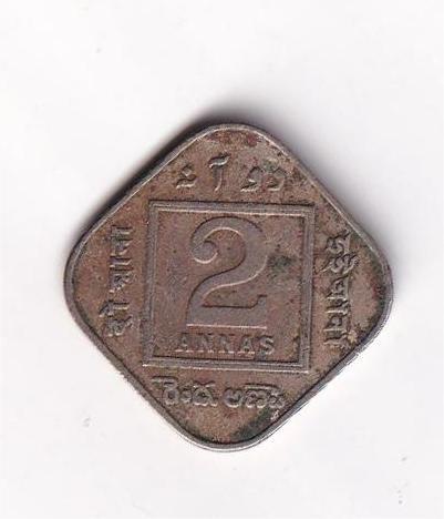 British India Two Anna 1919 Rare Coin #I-152