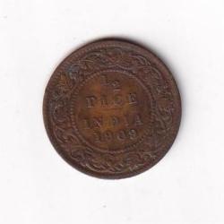 British India ½ Pice 1909 Edward VII Rare Coin#I-175