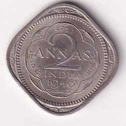 1946 British India George VI Two Anna Extremely Rare UNC Coin #I-206