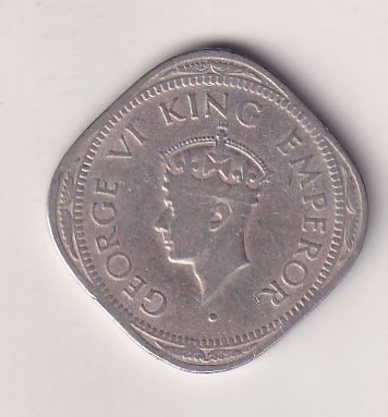 2 Annas 1947 - George VI Rare Coin # I-216
