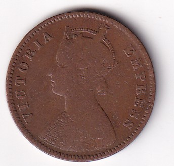British India 1/4 Anna 1890 Victoria Rare Coin #I-268