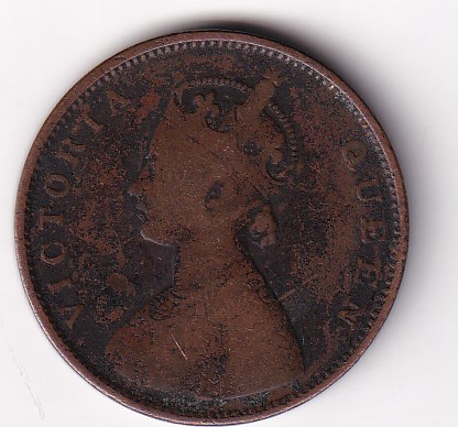 British India Half Anna 1862 Victoria Rare Coin #I-281