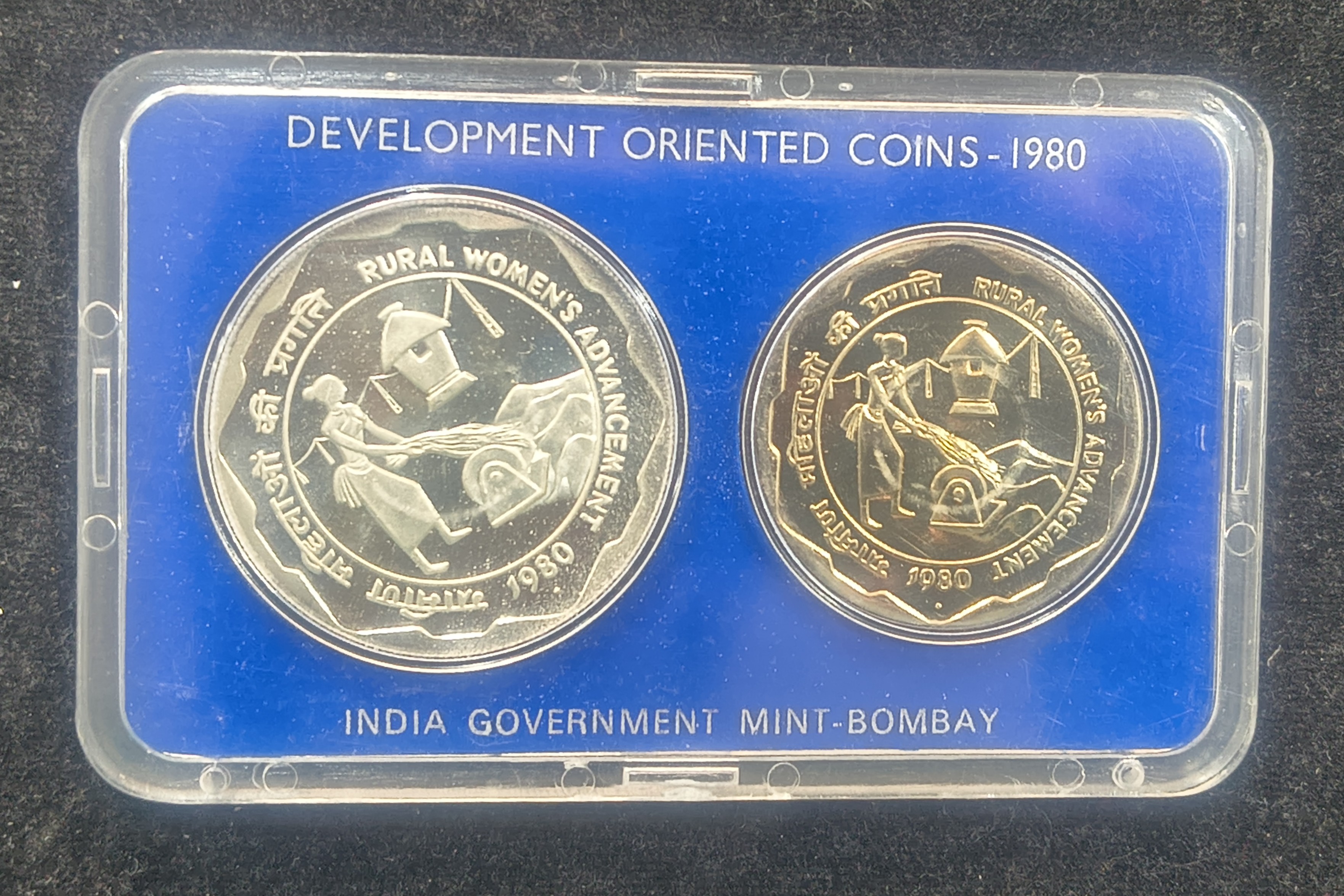1980 Rural Woman's Advancement ( 2 Coins Set) with box Bombay mint Rare set