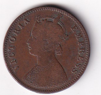 British India One Quarter Anna 1887 Victoria Rare Coin # I-285