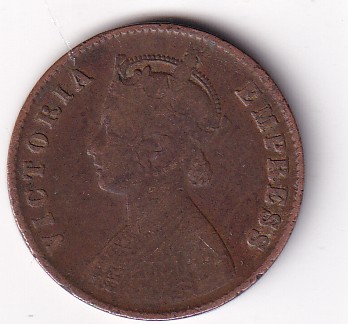 British India One Quarter Anna 1897 Victoria Rare Coin # I-288