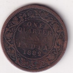 India - British ¼ Anna 1882 - Victoria "Victoria Empress" Rare Coin # D - 9