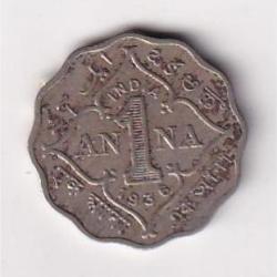 British India 1 Anna (1936) George V Rare Coin #D-53