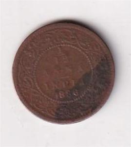 British India 1/12 Anna 1886 Victoria Rare Coin #D-62