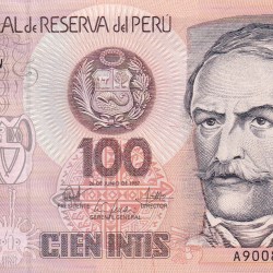 Peru 100 Intis Rare Note