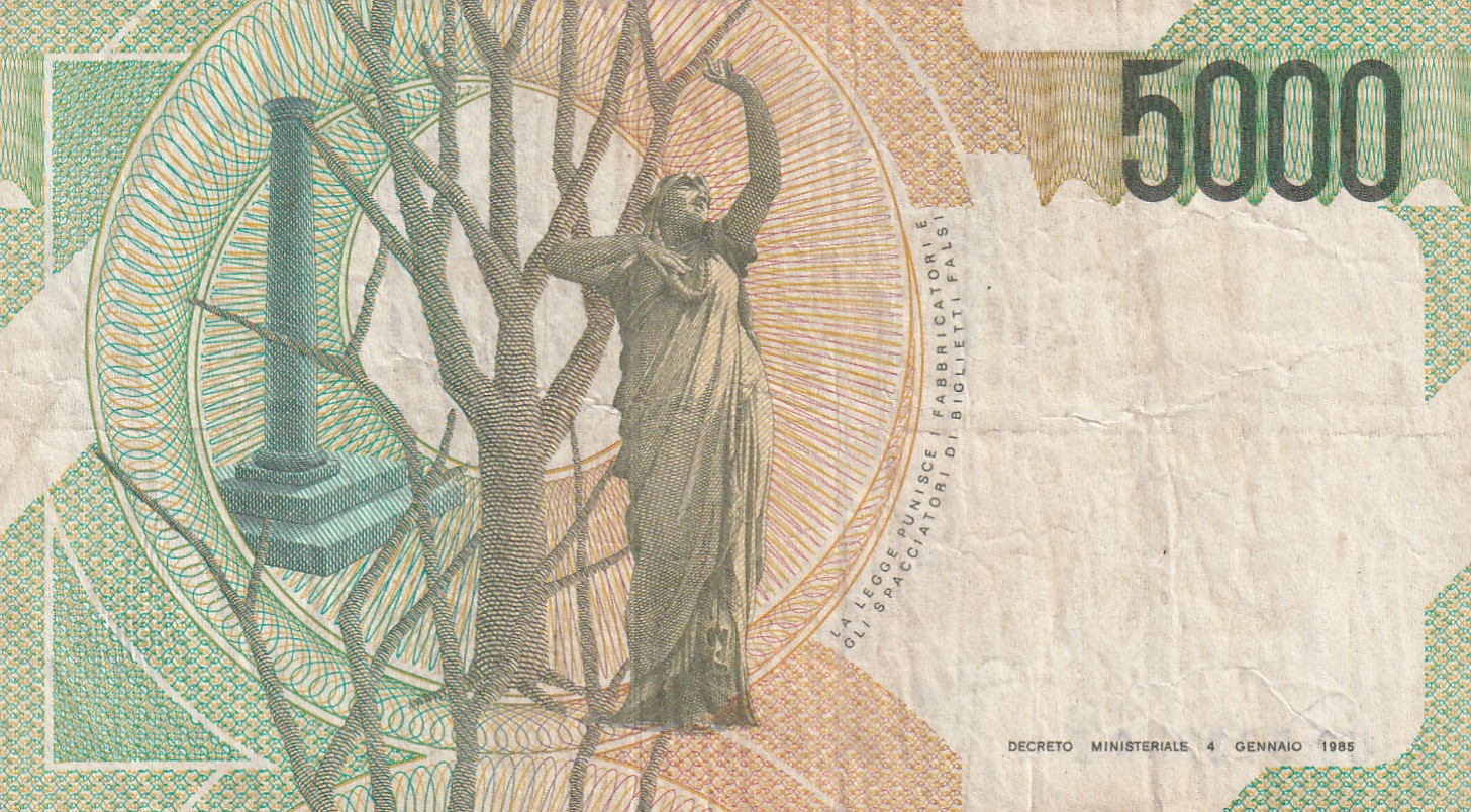 Italy 5000 Lire Bellini Rare Note
