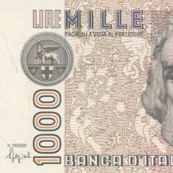 Italy 1000 Lire Rare UNC Note