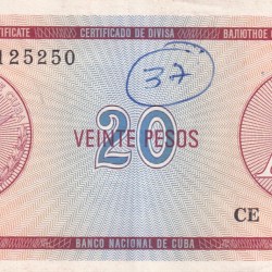 Cuba 20 Pesos "A" Foreign Exchange Certificate #B-2