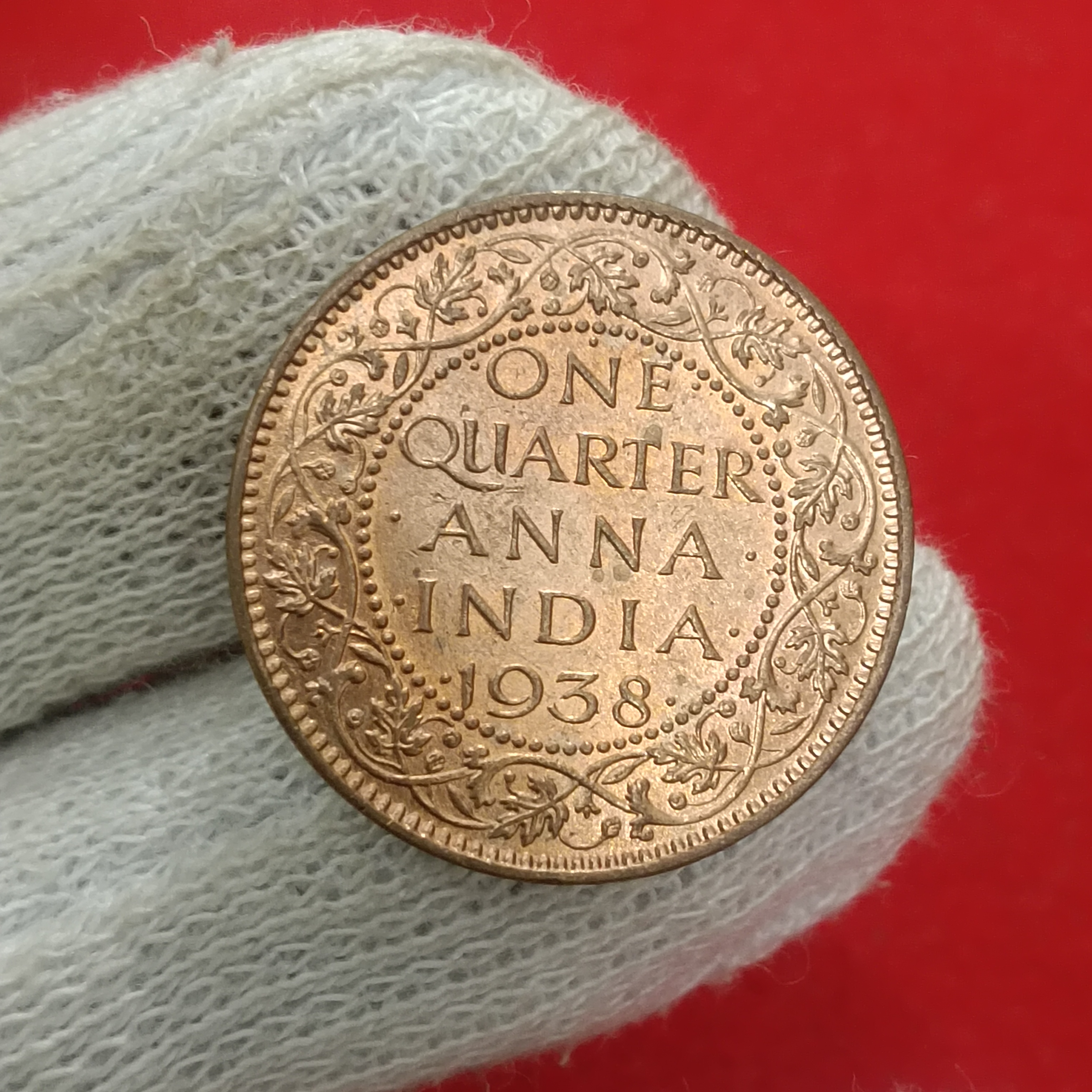 George Vi One Quater Anna 1938 Year Calcutta Mint Unc Condition