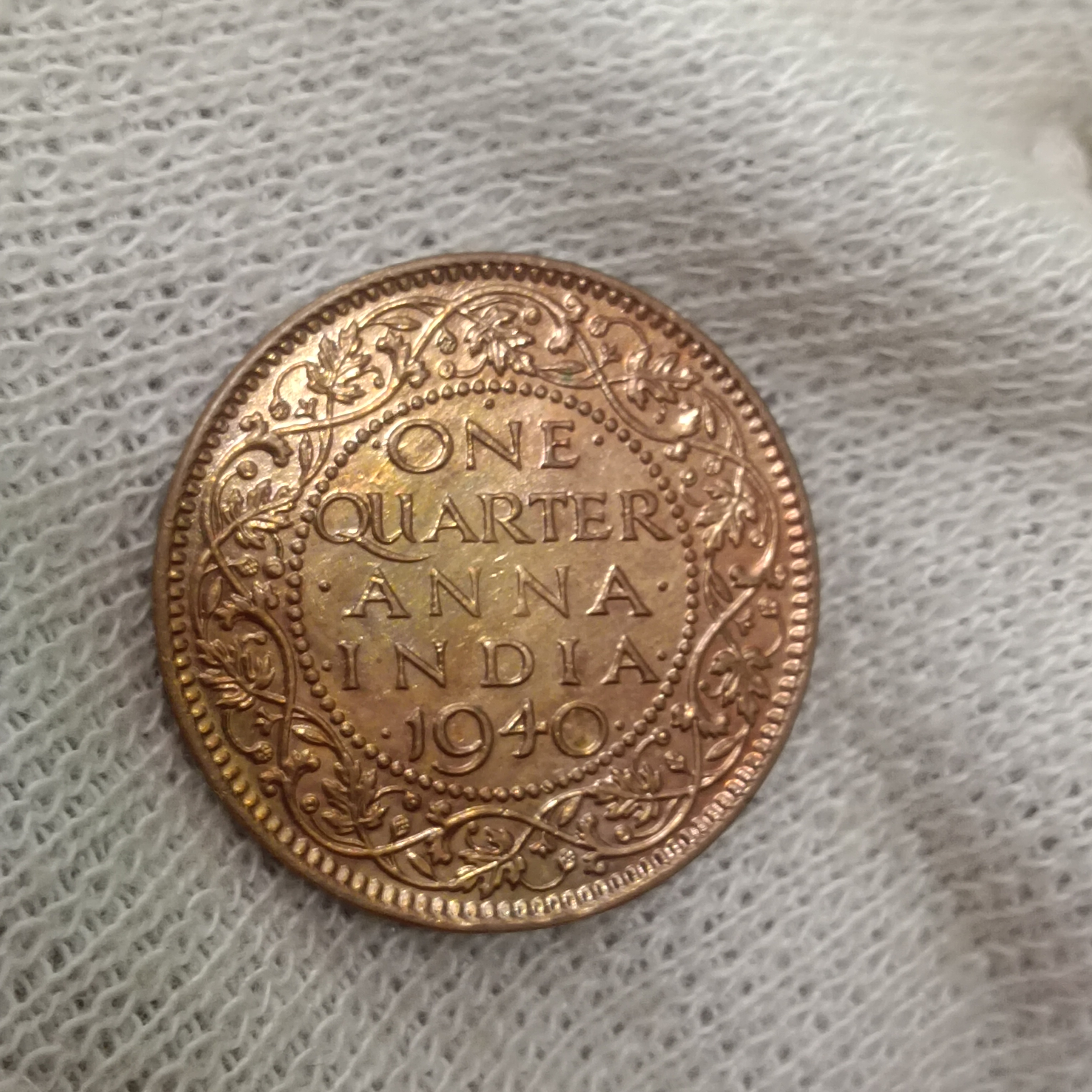George Vi One Quater Anna 1940 Year Unc Condition Calcutta Mint